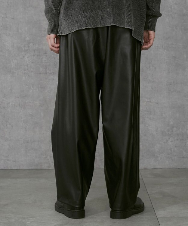 WEGO 【ユニセックス着用ITEM】合皮イージータックパンツ ブラック