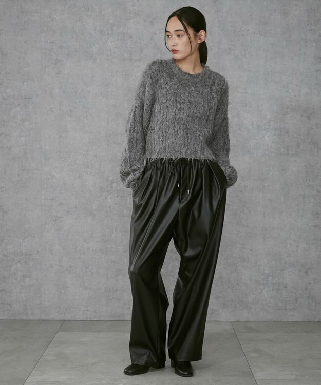 WEGO 【ユニセックス着用ITEM】合皮イージータックパンツ ブラック