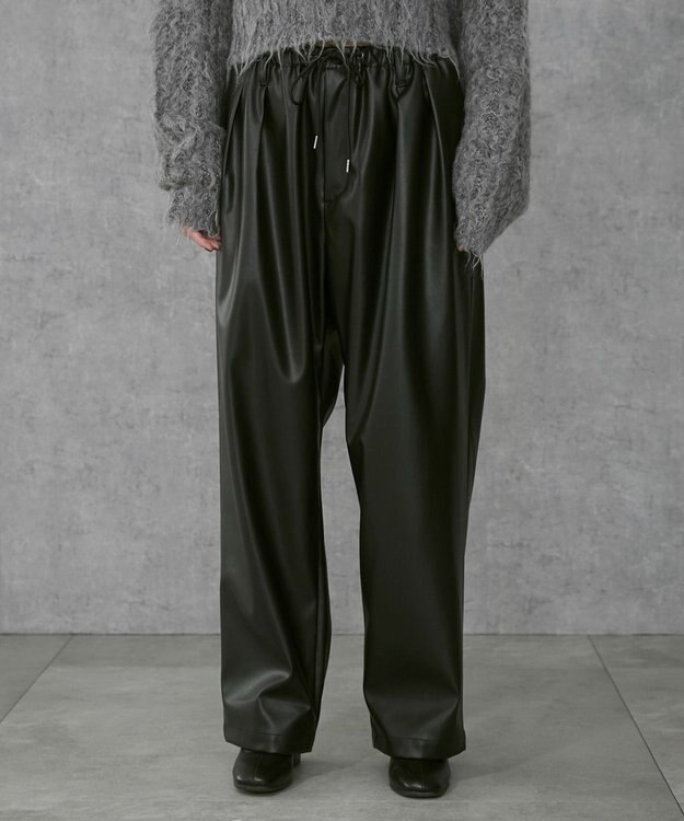 WEGO 【ユニセックス着用ITEM】合皮イージータックパンツ ブラック