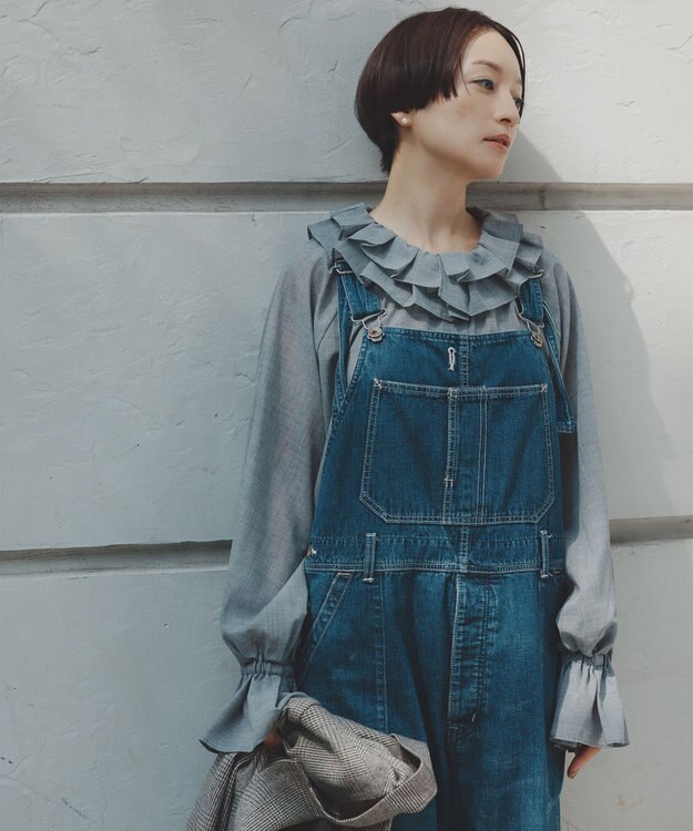 #Newans 【前後着用可能】【高山都さんコラボ】ビッグカラー２WAYブラウス グレー