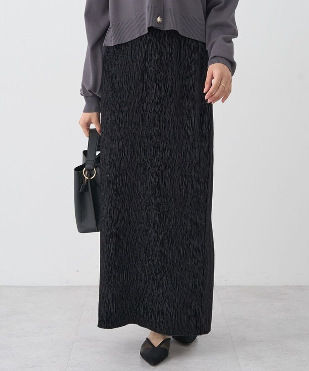 earth music&ecology シャイニーベロアスカート Black