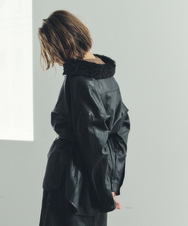 YECCA VECCA レザーライクシャツジャケット Black