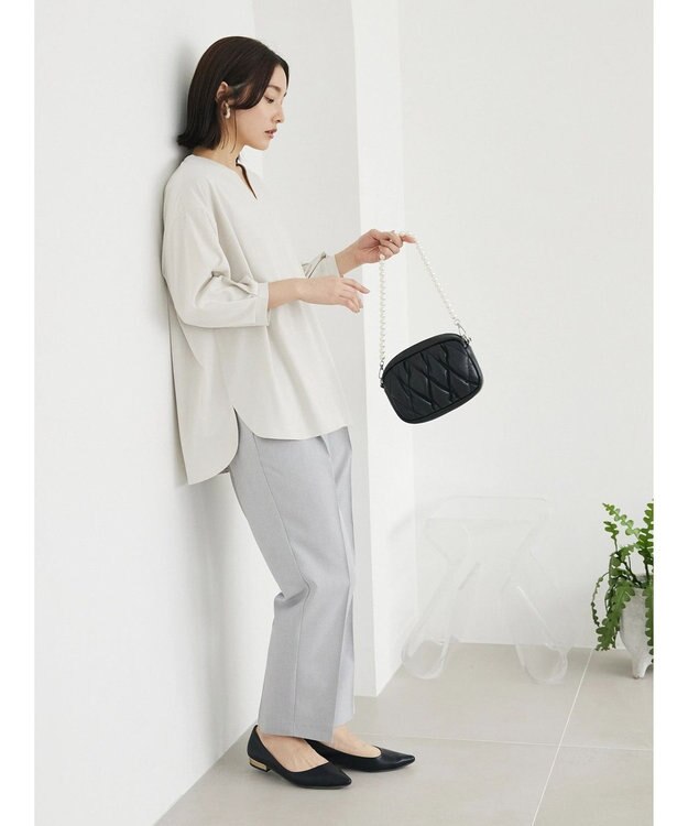 Green Parks 接触冷感　きれいシルエットパンツ（テーパード） Light Gray Mixture