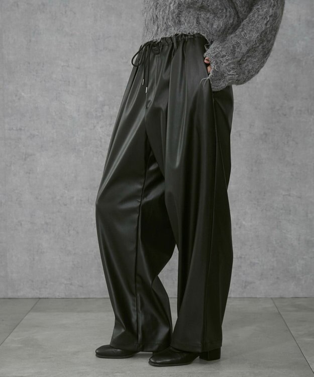 WEGO 【ユニセックス着用ITEM】合皮イージータックパンツ ブラック