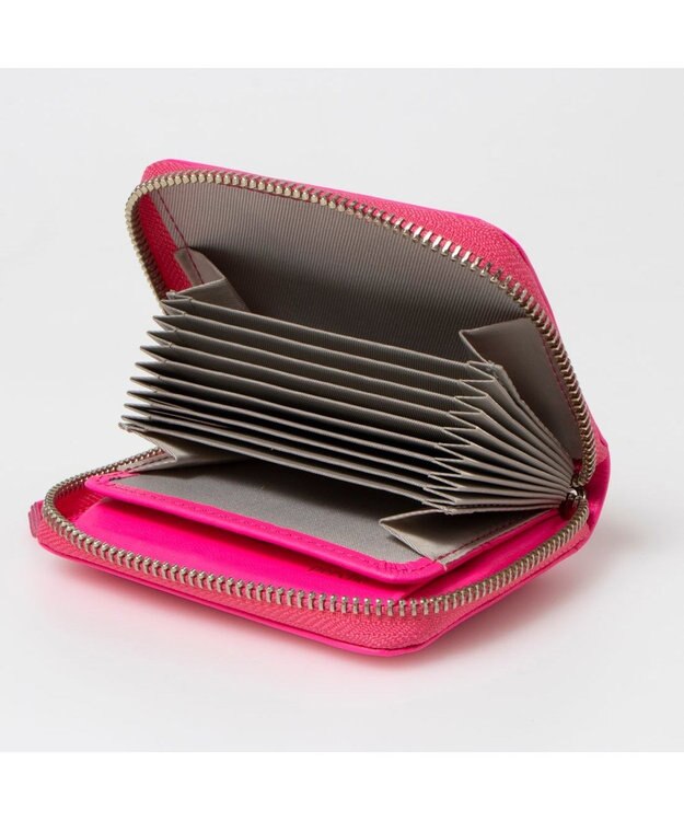UNBILLION ペルケ perche / 蛍光レザーストラップ付き・ジャバラカードウォレット ピンク