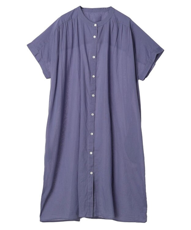 Green Parks インド綿 　ギャザー５分袖チュニック Purple