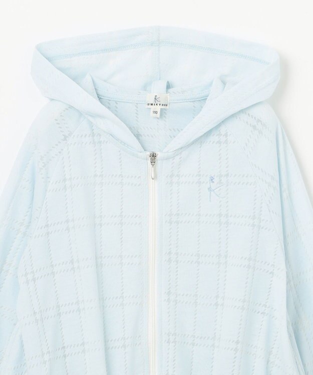 組曲 KIDS 【110-140㎝】【UVケア】オパールチェック パーカー サックスブルー系