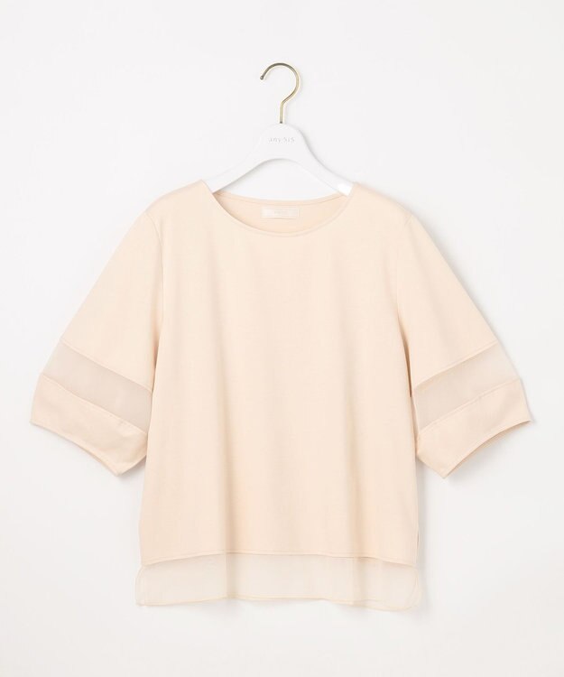 ANY SIS 【洗える】シアーコンビ プルオーバー アイボリー