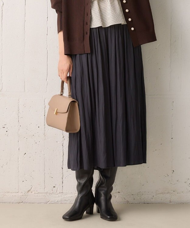 組曲 【秋色追加！大人気定番アイテム】ギャザーライトデシン パンツ ブラック系