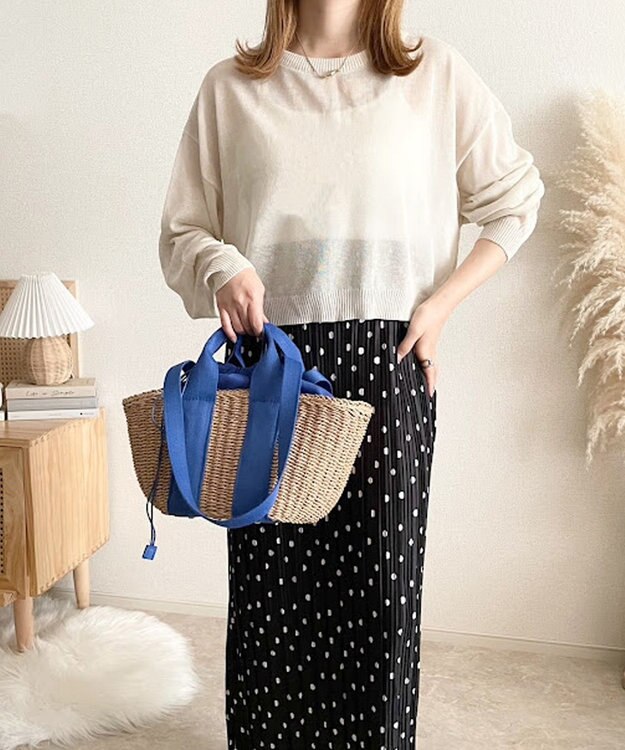 LA BAGAGERIE 【maison vert】 【ペーパー素材・多収納】ダブルハンドルかごバッグ ブルー