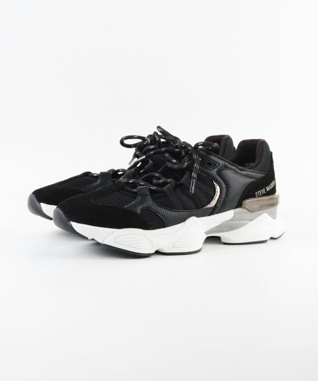 STEVE MADDEN SKYBOX ボリュームソールメタリックラインスニーカー ブラック