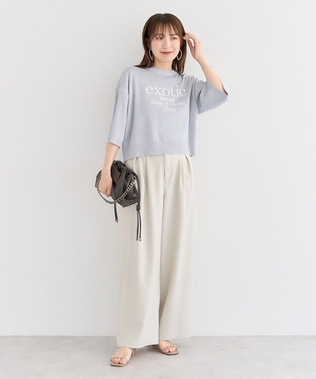 Green Parks ・ＥＬＥＮＣＡＲＥ　ＤＵＥ　ロゴ刺繍６分袖ニット Green