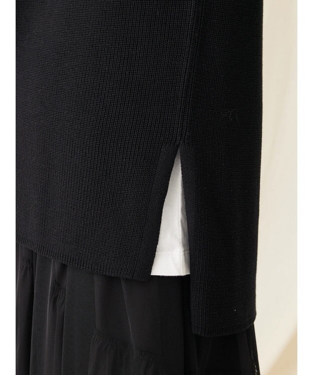 CRAFT STANDARD BOUTIQUE 【2点セット】洗える 60/2 14G片畦Vネックベスト+ロンTEE SET Black