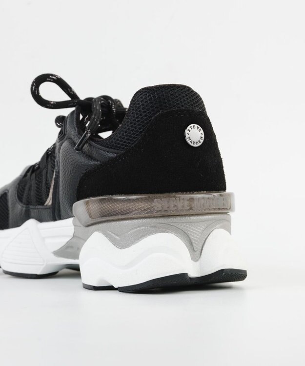 STEVE MADDEN SKYBOX ボリュームソールメタリックラインスニーカー ブラック