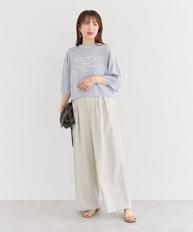 Green Parks ・ＥＬＥＮＣＡＲＥ　ＤＵＥ　ロゴ刺繍６分袖ニット Green