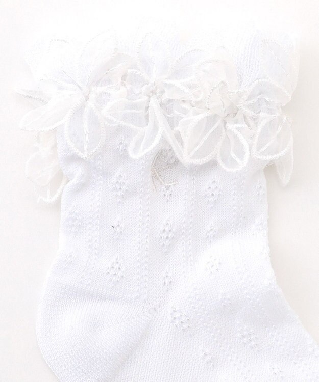 組曲 KIDS 【13-24cm】レース付シルケット ショートソックス オフホワイト系