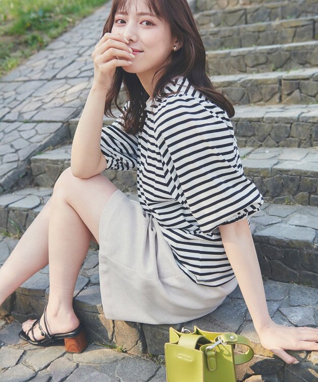 Feroux 【洗える】ベルテッドショート パンツ ベージュ系