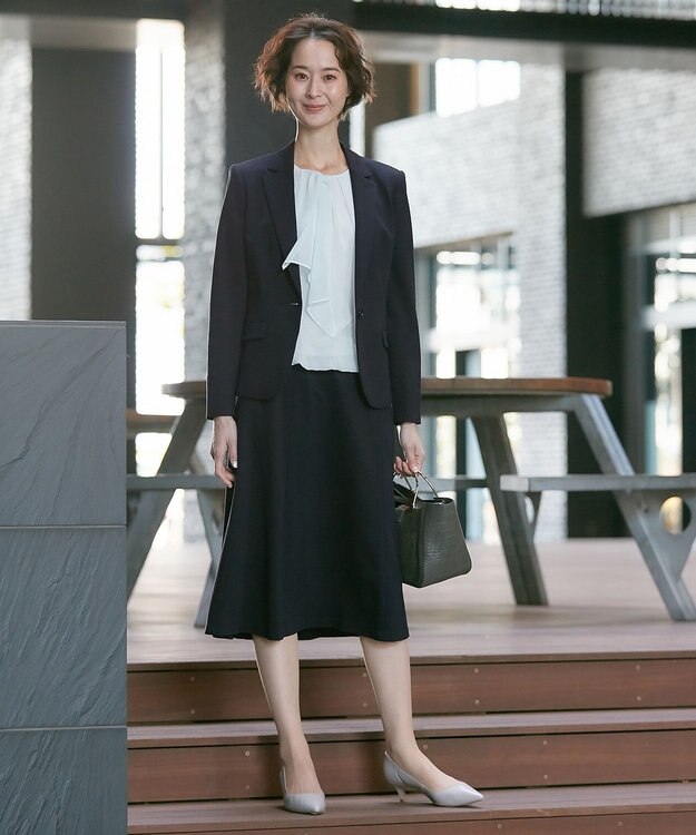 自由区 【好評につき追加生産/洗える】WASHABLEPONTE テーラードジャケット ネイビー系