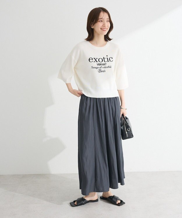 Green Parks ・ＥＬＥＮＣＡＲＥ　ＤＵＥ　ロゴ刺繍６分袖ニット Green