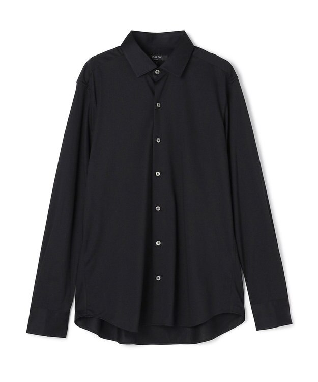 JOSEPH HOMME 【ストレッチ】ハイゲージコットンジャージー 　長袖レギュラーカラーシャツ ブラック系