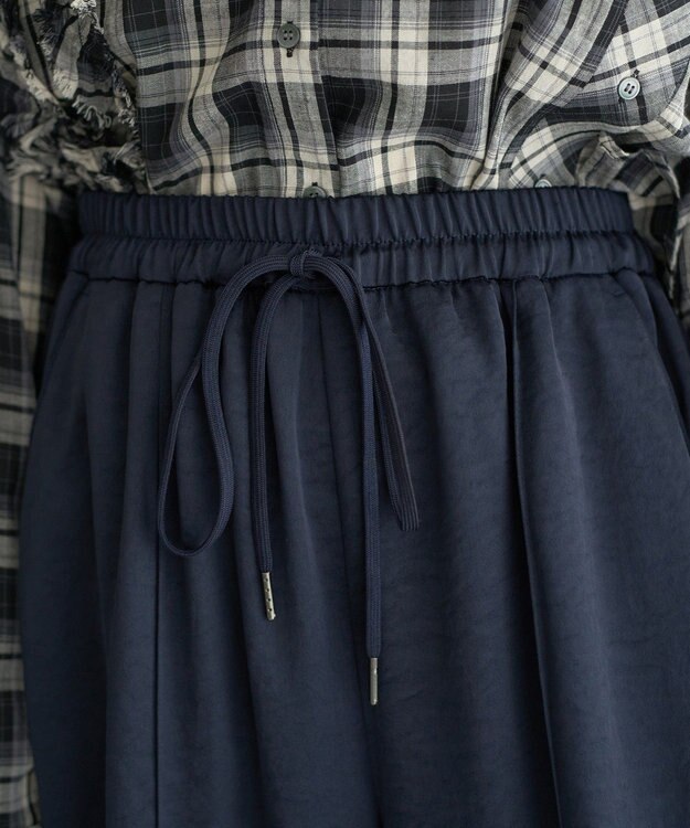 YECCA VECCA ビンテージサテンイージーワイドパンツ Navy