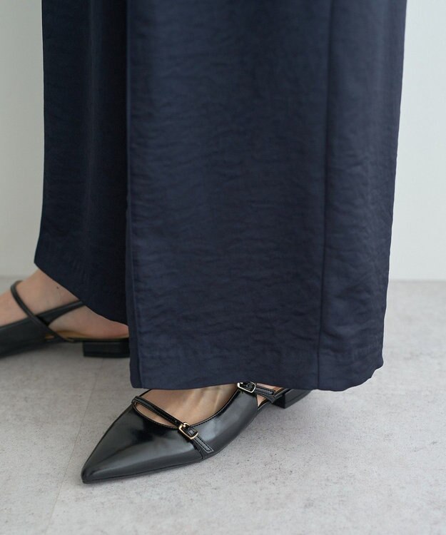 YECCA VECCA ビンテージサテンイージーワイドパンツ Navy