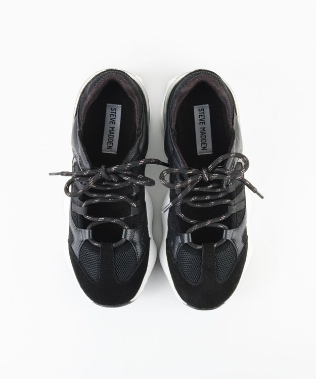 STEVE MADDEN SKYBOX ボリュームソールメタリックラインスニーカー ブラック