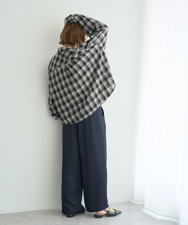 YECCA VECCA ビンテージサテンイージーワイドパンツ Navy