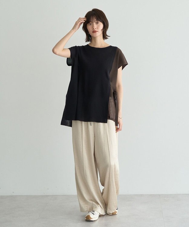 YECCA VECCA ビンテージサテンイージーワイドパンツ Light Beige