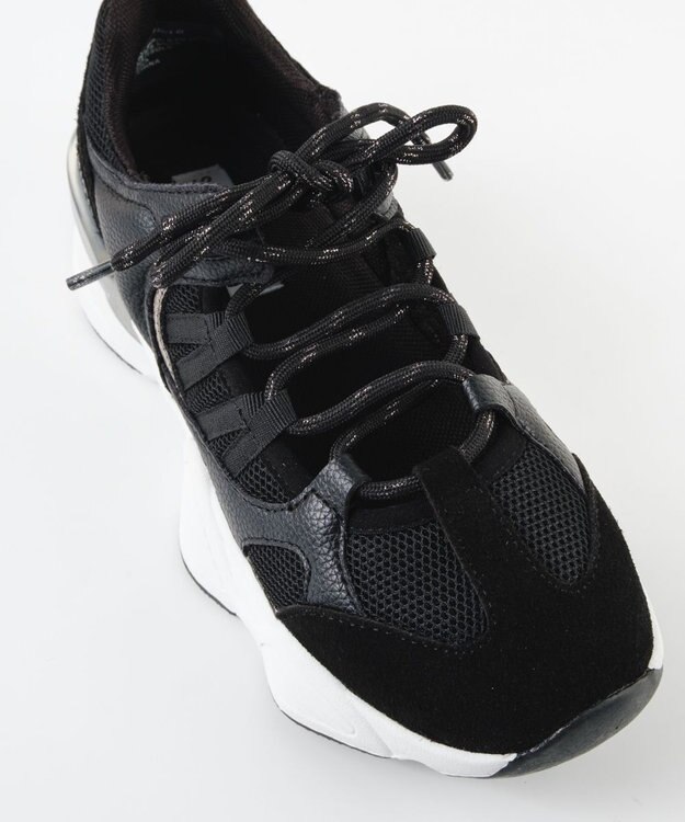 STEVE MADDEN SKYBOX ボリュームソールメタリックラインスニーカー ブラック