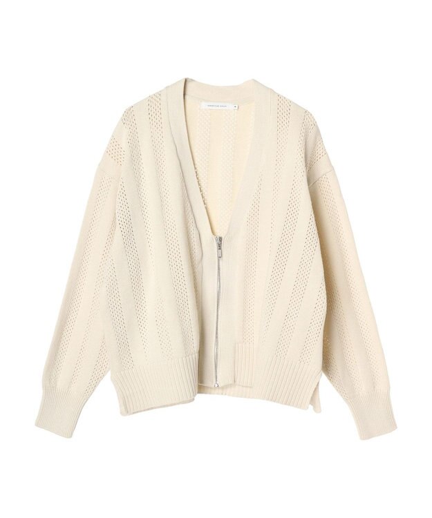 AMERICAN HOLIC ハーフＺＩＰ透かし編みカーディガン Ivory