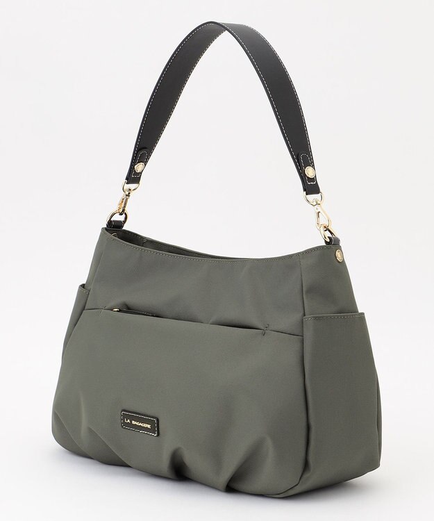 LA BAGAGERIE ポリエステルキャンバス　タックショルダー グレー