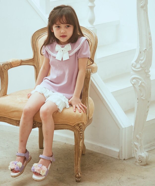 ANY KIDS 接触冷感セーラーカラーTシャツ ラベンダー