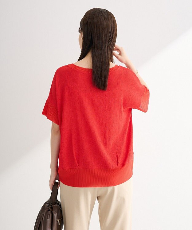 Green Parks シアーリブ切替楊柳プルオーバー Red