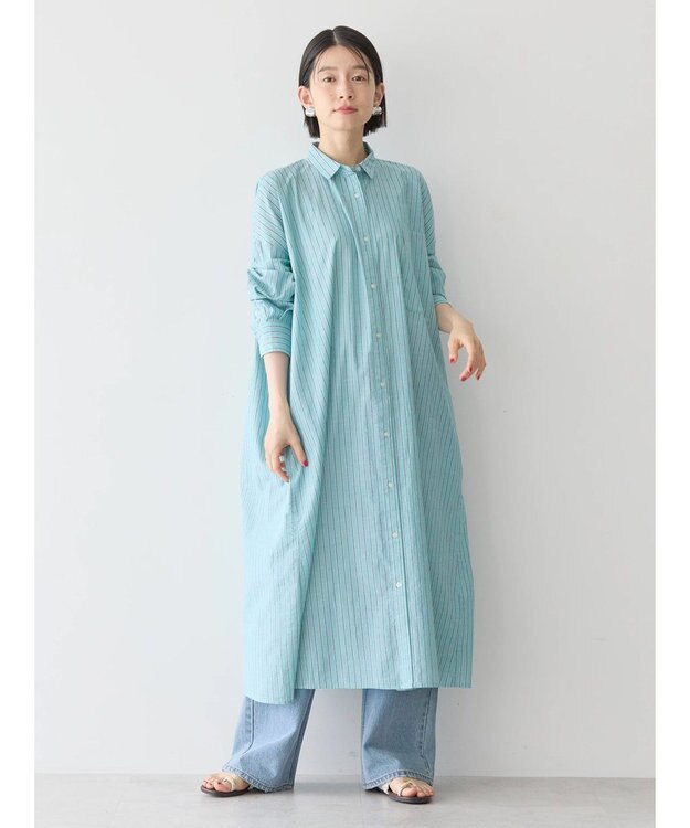 AMERICAN HOLIC 丈違いラメストライプワンピース Stripe Green