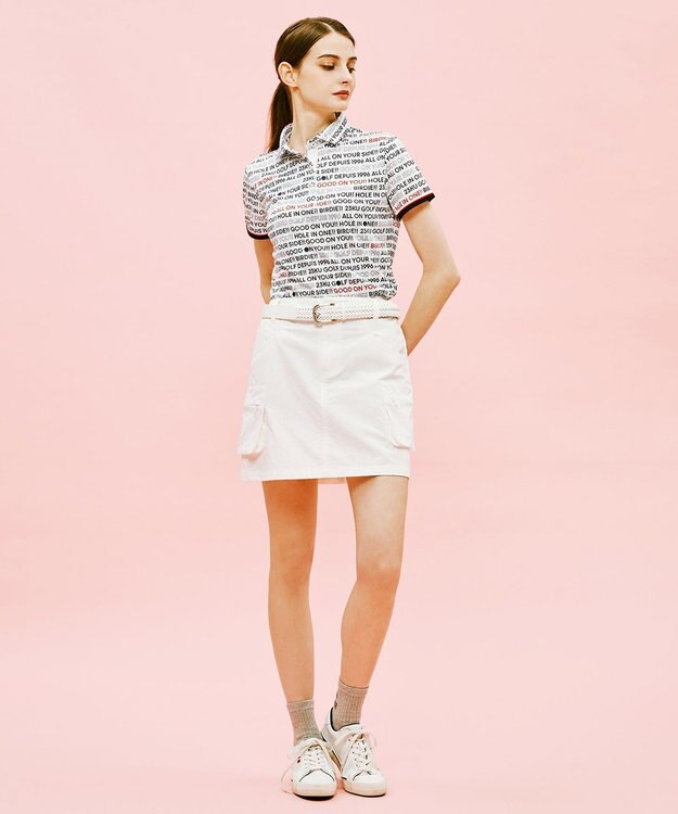 23区GOLF 【WOMEN】【吸水速乾/UVケア】ロゴプリント カノコ 半そで ポロシャツ ホワイト系5