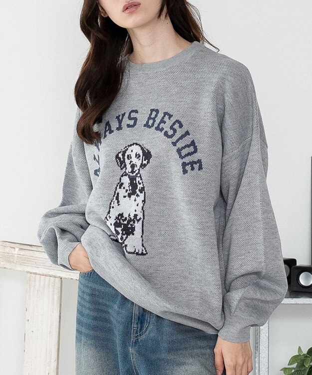 WEGO 【洗える】グラフィックニットBIGプルオーバー 柄9