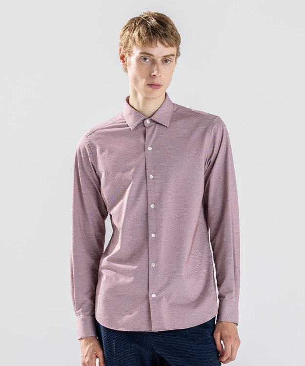 JOSEPH HOMME 【ストレッチ】ハイゲージコットンジャージー 　長袖レギュラーカラーシャツ ピンク系