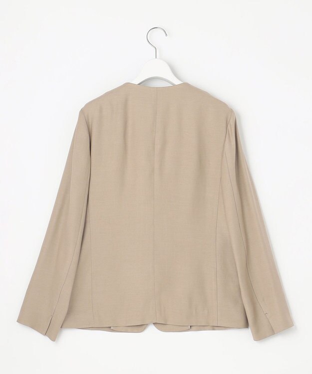 自由区 【XSサイズ～/洗える/セット可】キュプラリネンシャンタン ノーカラージャケット ベージュ系