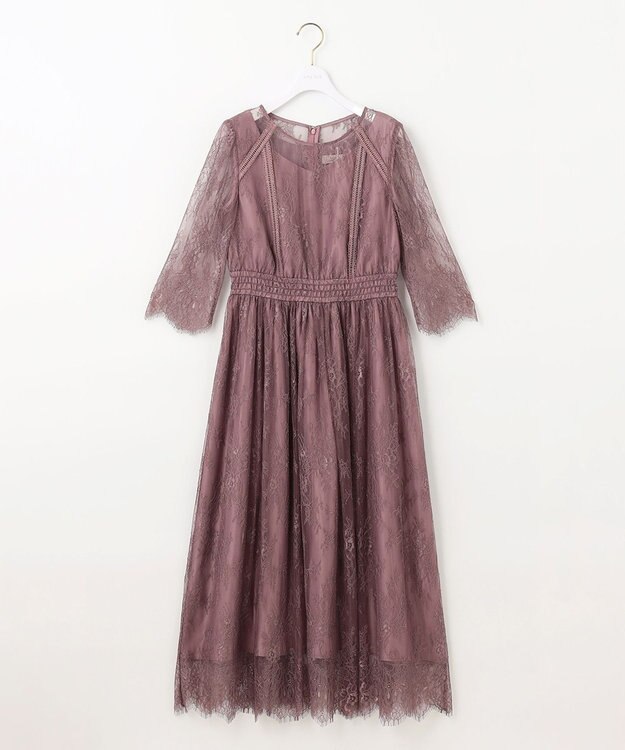 ANY SIS 【洗える】パネルレース ドレス アンティークピンク