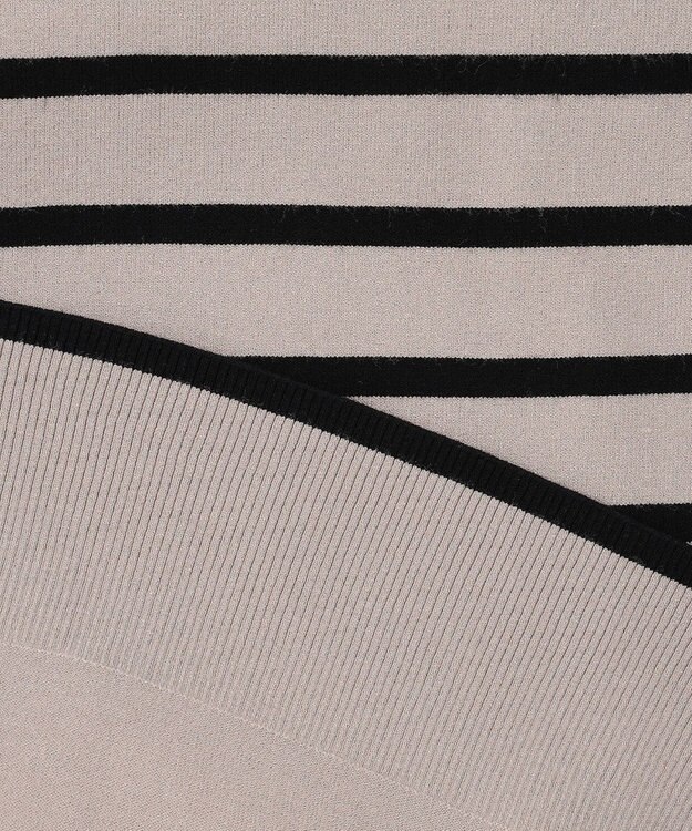 J.PRESS LADIES L 【洗える】VIGODA ボーダー ニット モカ×ブラック系