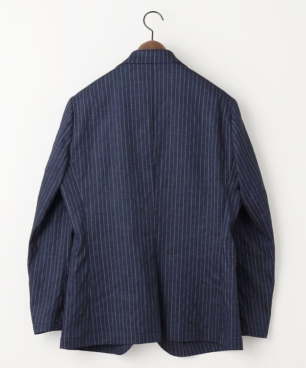JOSEPH ABBOUD 【清涼/軽量/ストレッチ】ミックスリネンストライプジャケット ネイビー系1