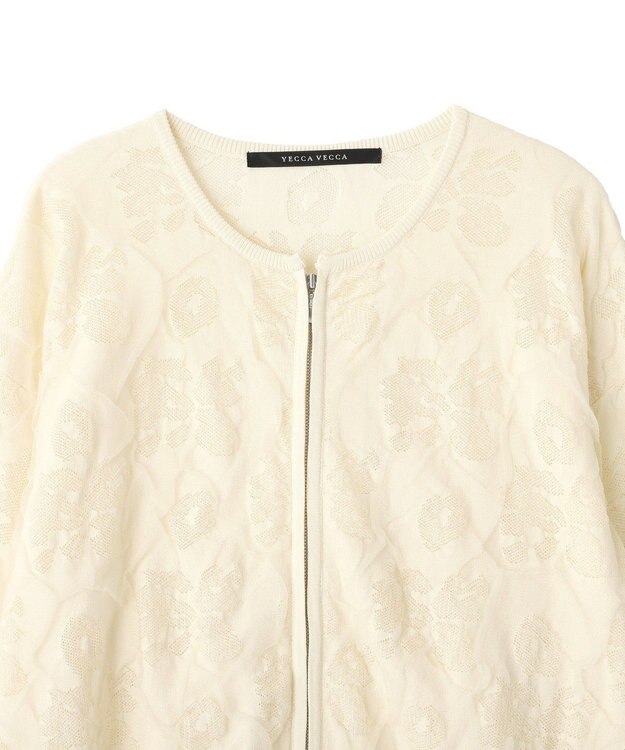 YECCA VECCA フクレジャガードニットブルゾン Ivory