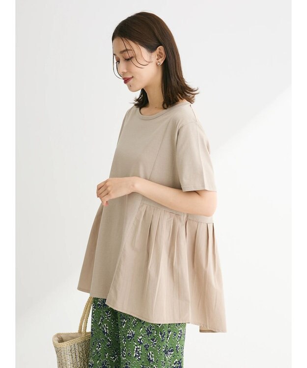 Green Parks 脇ドッキングフレアプルオーバー Gray Beige