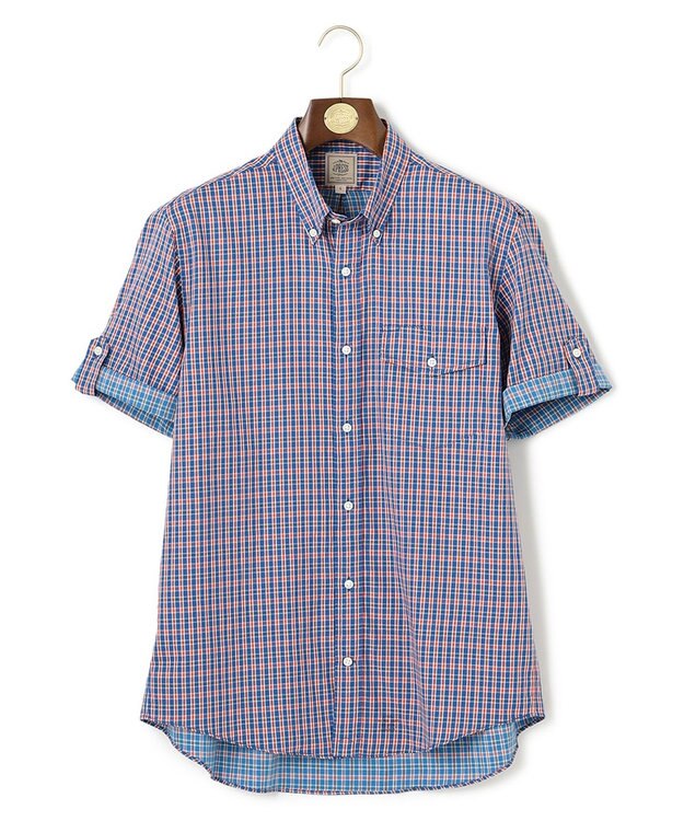 J.PRESS MEN オーガニックコットンダブルチューブマルチチェック シャツ ブルー系3