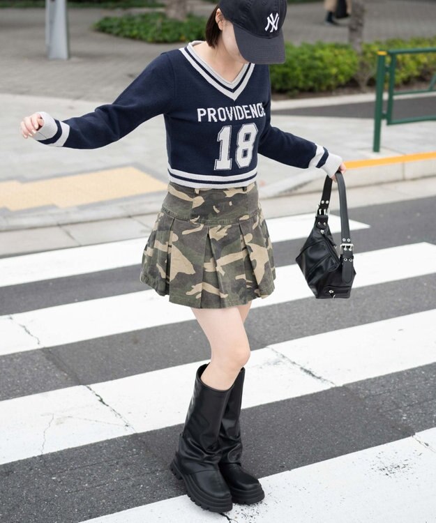 WEGO ナンバリングコンパクトニット ネイビー