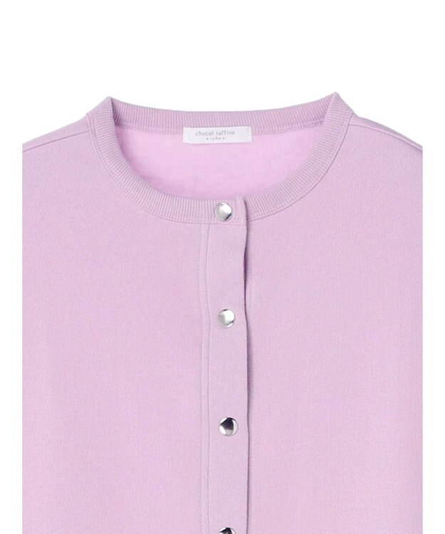 Green Parks 裏起毛ミディ丈ドットボタンカーディガン Purple