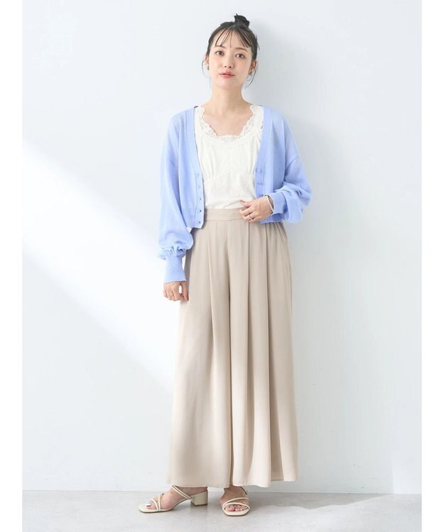 earth music&ecology シアーラメＶネックカーディガン Lavender