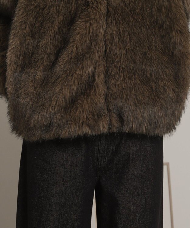 WEGO フェイクファーZIPブルゾン ブラウン