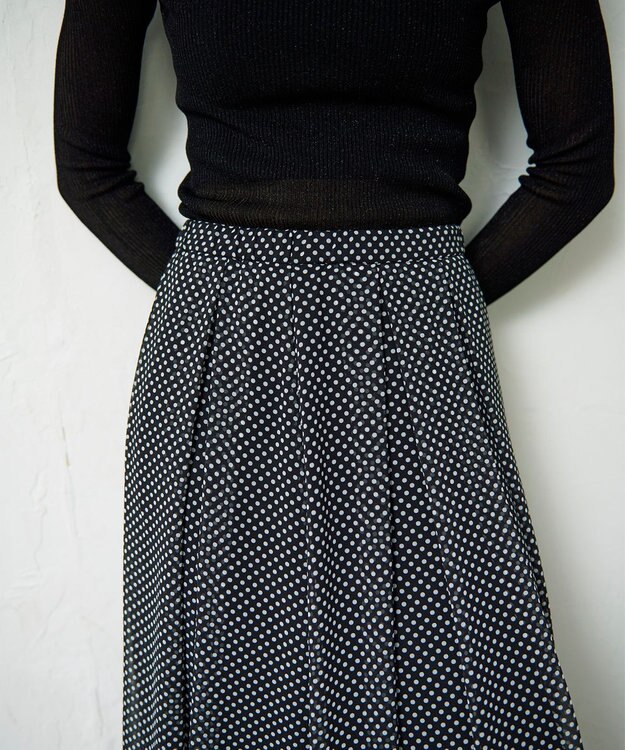 GRACE CONTINENTAL ドットBOXタックスカート ブラック